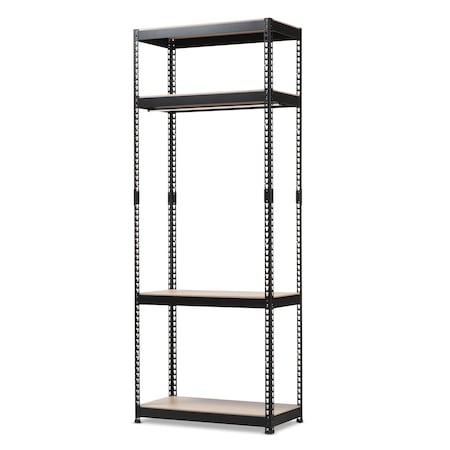 Baxton Studio Gavin Black Metal 4-Shelf Closet Storage Racking Organizer 137-7598